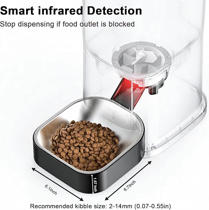 Automatic Cat Feeder,2.4G WiFi Automatic Dog Food Dispenser,Auto Dog Feeder with APP Control,5L Timed Auto Cats Food Dispenser w 2-Way Audio for Multiple Pet