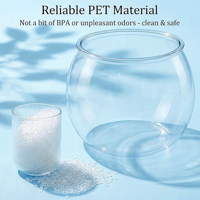 Okllen 2 PCS 1 Gallon Fish Bowl, Round Clear Plastic Goldfish Betta Fish Bowl Fish Tank for Aquarium, Terrarium, Home décor, Flower Vase Centerpiece