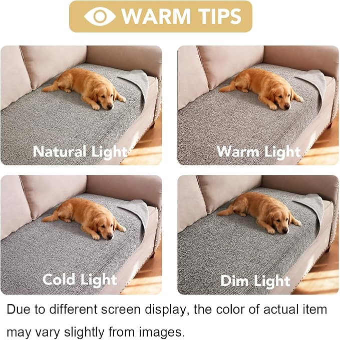 H.VERSAILTEX Non Slip Pet Couch Cover Chenille Dog Bed Protector Thick Soft Sofa Slipcover Pet Friendly Washable Couch Cushion Covers for Pets (30" x 70", Dove)
