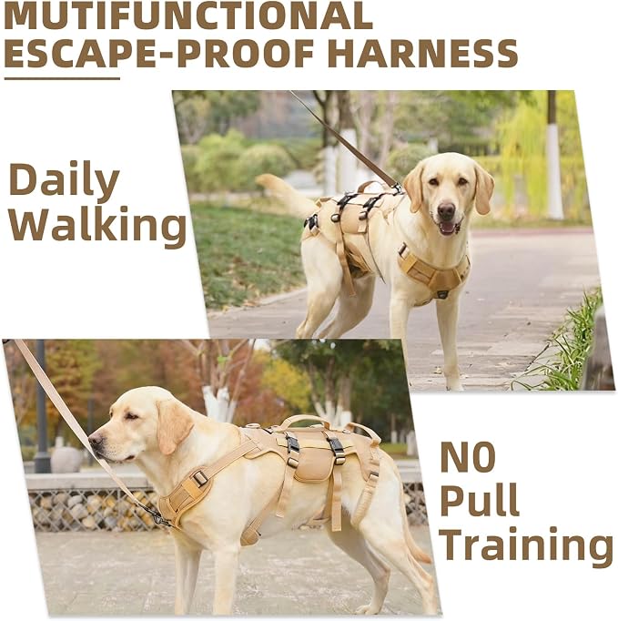 PUPTECK Dog Lift Harness for Medium Large Sized Dog, Rehabilitation Sling for Hind Leg Support, Multifunctional Mobility Assistance Harness for Old, Disabled, Joint Injuries, Paralysis Dogs, Brown L