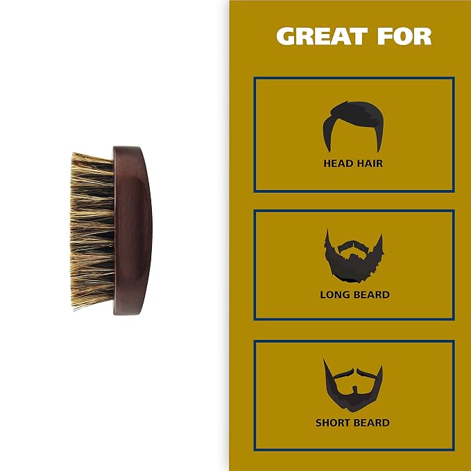 Wahl Small Travel Beard Brush with 100% Boar Bristles with Firm Natural Hair for Grooming & Styling – Wood Handle for Beards, Mustaches, Skin & Hair Care – Model 3346
