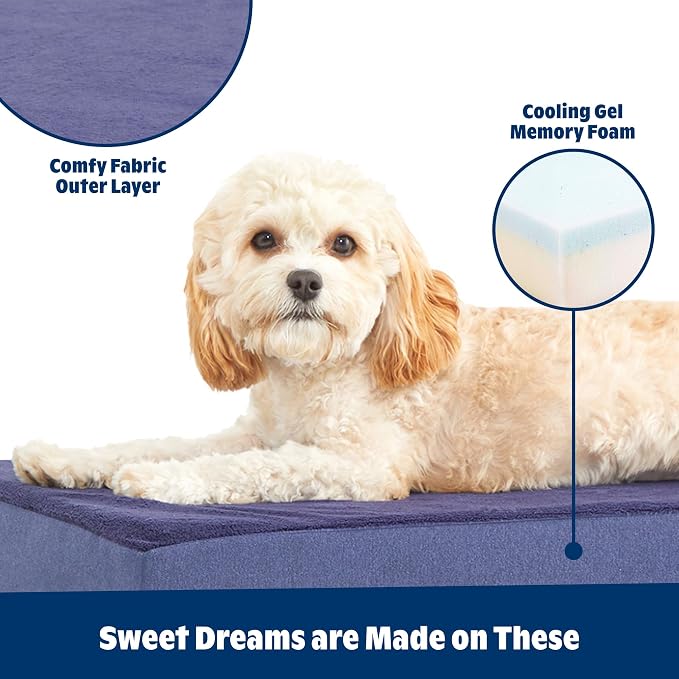 Barkbox Orthopedic Dog Bed with Memory Foam, Premium Comfort for Dogs and Puppies, Dog Bed for Joint Relief and Restful Sleep, Durable and Easy to Clean - Navy, Large | with Memory Foam - Comfortable, Durable & Machine Washable Pet Bed - Navy