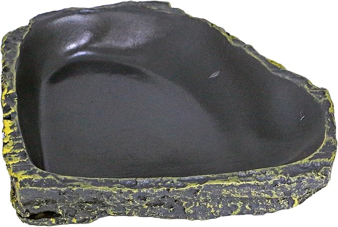 Reptile Feeding Dish Corner Bowl,Reptile Rock Food/Water Dish for Reptiles,Amphibians,Bearded Dragon,Lizard,Frog,Gecko,Tortoise,Hermit Crab and Other Little Critters,Made from Premium Resin