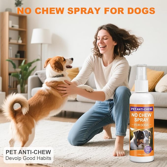 No Chew Spray for Dogs, Bitter Spray for Dogs to Stop Chewing & Licking, Natural Ingredients, Stop Destructive Behavior, Effectively Protect The Safety of Furniture,Plant,Shoes(120ml)