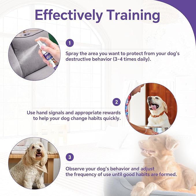 WEALLIN No Chew Spray for Dogs - 6.76 Fl Oz, Bitter Apple Spray for Dogs, Dog Deterrent Spray, Stops Chewing and Licking, Protects Furniture, Prevents Wound Licking, Non-Toxic, Alcohol-Free