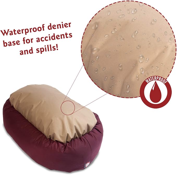 Majestic Pet Bagel Calming Dog Bed, 40 in Large, Round, Washable, Burgundy | Cozy Soft Fluffy Donut Pet Bed with Spine Support for Head Rest – Anti-Anxiety Comfort for Puppies & Dogs, 40x29x9 Inches