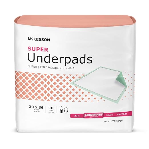 McKesson Super Underpads, Moderate Absorbency, 30 x 36 in, 100 ct | Disposable Chux Pads for Adults, Elderly, and Baby, Pee Pads, Adult Incontinence Bed Pads