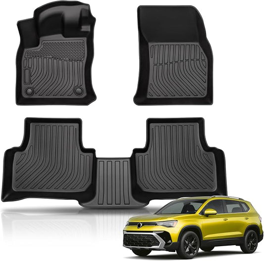 Sunsdrew Floor Mats for 2022-2026 Volkswagen Taos Accessories, All Weather Floor Liners 1st & 2nd Row Car Mats, TPE Rubber, Raised Edge