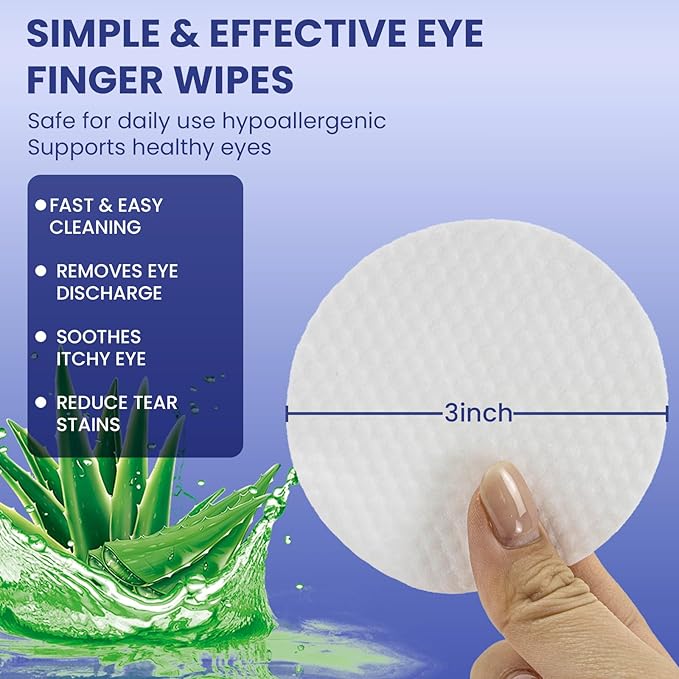 Dog Eye Wipes 100 Counts, Gently Clean Eye Wipes for Dogs & Cats Textured Grooming Pet Eye Wipes for Dogs and Cats, Fight Tear Stains, Eye Debris, Discharge, Mucus Secretions with Aloe & Chamomile
