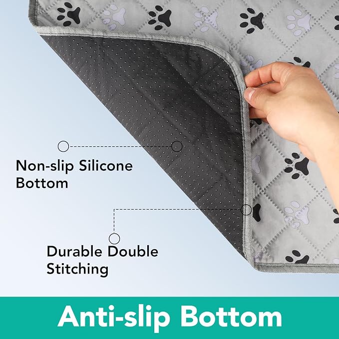 FUWERY Washable Pee Pads for Dogs ,34"X36", Thick Heavy Absorbency Reusable, Prevent Leakage, Non-Slip Pee Pads for Puppy Playpen,Potty Training, Grey, 2 Packs