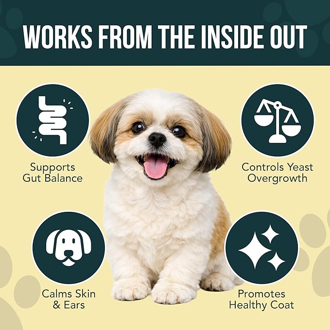 Yeast Infection Treatment for Dogs Drops (7 in 1 Formula) Soothes Itchy & Irritated Skin, Improves Skin and Coat, Dog Yeast Infection Treatment & Anti Yeast Drops for Dogs