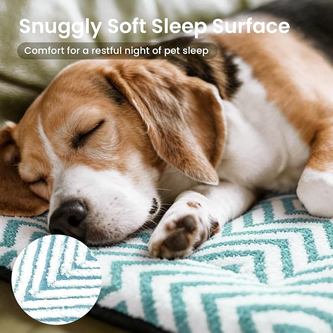 Mora Pets Cat Bed for Indoor Cats & Small Dogs Washable Flat Cat Bed Mat Soft Fluffy Dog Crate Kennel Carrier Pad with Anti-Slip Bottom for Pet Cage Travel Sleeping Chevron Blue 22 x 13