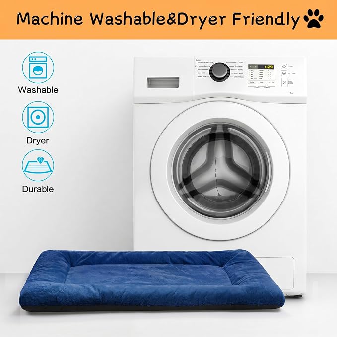 Dog Crate Pad Washable Dog Bed for Crate Medium Cozy Mat 30-Inch Navy Blue | Ultra Soft Kennel Pad,Anti-Slip Bottom,Fits for Most Metal Crates,Comfortable Sleeping Pet Mat