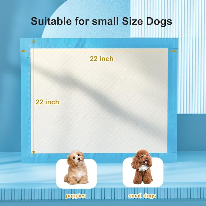 Gardner Pet Ultra Absorbent Thicker Dog Pee Pads Rugular 21.7"x21.7" Leak-Proof Odor-Control Small Blue Puppy Training Pads Full Edge-Wrapping Pad for Dogs Dogs, Puppies, Doggie, Cats, Rabbits - 50 Ct