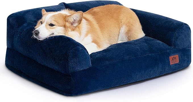 Hollypet Medium Dog Large Cat Bed Puppy Couch Beds for Pets up to 35 lbs | Fluffy Dog Cat Couch Plush Soft Warming Pets Beds with Machine Washable Cover and Non-Slip Bottom