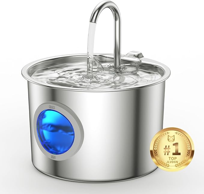 Cat Water Fountain Advanced 304 Stainless Steel 2.2L/74oz with Detachable Tank, Easy to Clean, Automatic Pet Fountain Quiet Cats Water Dispenser, Perfect for Cats Dogs Indoor