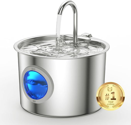Cat Water Fountain Advanced 304 Stainless Steel 2.2L/74oz with Detachable Tank, Easy to Clean, Automatic Pet Fountain Quiet Cats Water Dispenser, Perfect for Cats Dogs Indoor