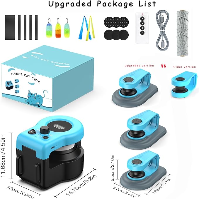 AsFrost Upgraded Interactive Cat Toy for Indoor Cats Chase/Run/Hunt-SkyBlue | Self Play/Remote Control Funny Cat Toy, Gifts for Cat Lovers, Kitty's Weight Loss and Health