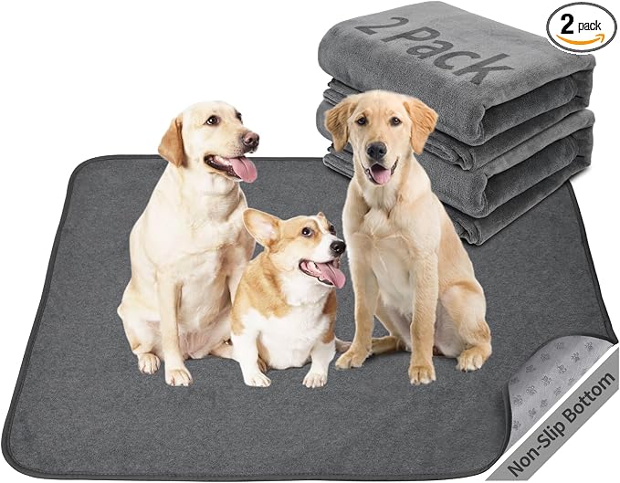 Washable Pee Pads for Dogs: 2 Pack Waterproof Whelping Pads, 16x24 | Reusable Puppy Pads with Non-Slip Bottom, Absorbent, for Potty Training, Playpen, Crate