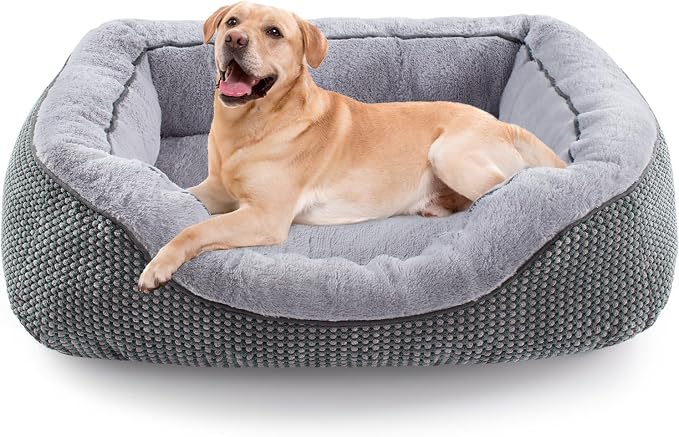 Large Dog Beds for Large Dogs Washable, Rectangle Dog Beds Large Sized Dog, Orthopedic Dog Bed, Warming Soft Sleeping Puppy Bed Durable Pet Bed with Anti-Slip Bottom L(35"x25"x10")