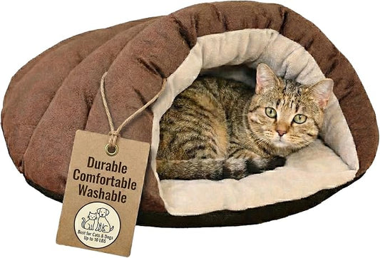 SPOT Sleep Zone Cuddle Cave Pet Bed | Soft, Plush Interior for Cats and Small Dog Breeds | Attractive and Durable Faux Suede Exterior | Machine Washable | Pet Safe