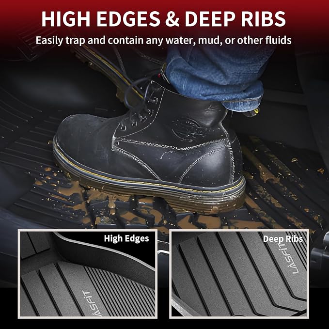 LASFIT Floor Mats Fit for BMW X5 New 2019-2025 2026 All Weather Floor Liners Custom Fit TPE Mat Front & Rear Rows Car Mat Full Set for 50i M50i M 45e 50e 40i M60i(Only for 5 Passengers), Black