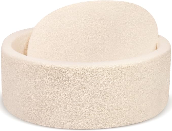 Imitation Teddy Colours Foam Ball Pits 35.4"x 11.8" Soft Round Playpen for Toddlers Dogs Cats with Soft Memory Sponge Indoor and Outdoor Game Beige(Balls not Included)