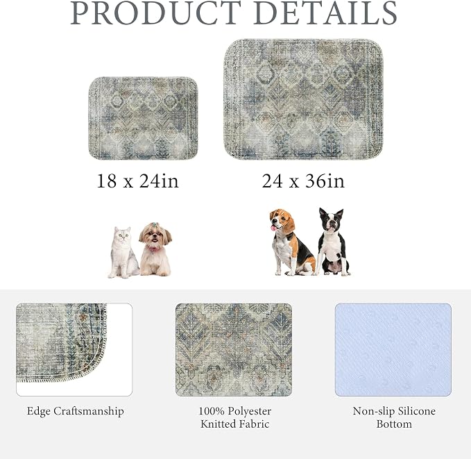 Homimp Washable Pee Pads for Dogs, 2 Pack Reusable Puppy Pads Waterproof,Absorbent and Leakproof Dog Pee Pads,Non Slip Puppy Training Pads, Pet Mat for Floor, Crate, Couch, Whelping, Grey 24"x36"