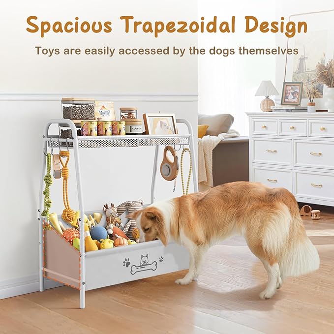 Lomivra Large Dog Toy Basket (23.6"x11.2"x9.7"), Dogs Toy Bin with Storage Organizer, Trapezoid Toy Box for Dog Stuff Accessories, Pet Toy Storage Holder Chest for Cat Dogs Essential Supplies