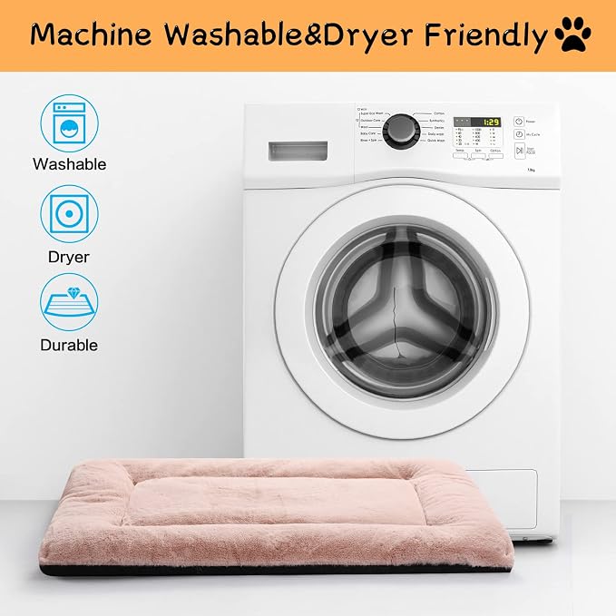 Dog Crate Pad Washable Dog Bed for Crate Small Cozy Mat 24-Inch Pink | Ultra Soft Kennel Pad,Anti-Slip Bottom,Fits for Most Metal Crates,Comfortable Sleeping Pet Mat