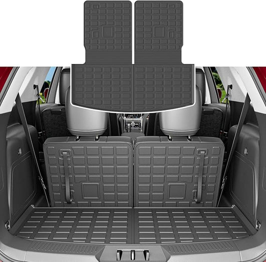 xipoqix Cargo Mat Backrest Mat Compatible with 2020-2026 Ford Explorer 6&7 Seats Cargo Liner Back Seat Protector Replacement for 2020-2026 Explorer Accessories(Trunk Mat with Backrest Mat)