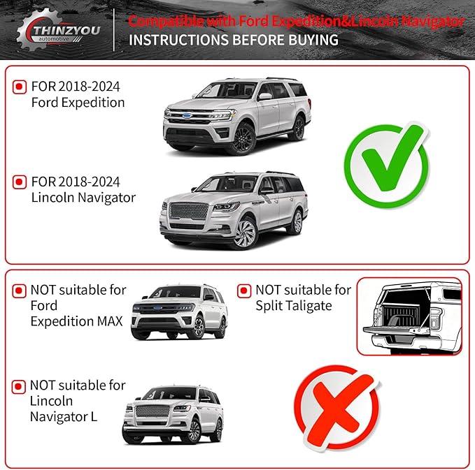 Cargo Mat Compatible with 2018-2024 Ford Expedition Lincoln Navigator (Not for Max or L Models) Cargo Liner Trunk Liner 2023 Expedition 7&8 Seats Accessories (Trunk Mat+Backrest Mats)