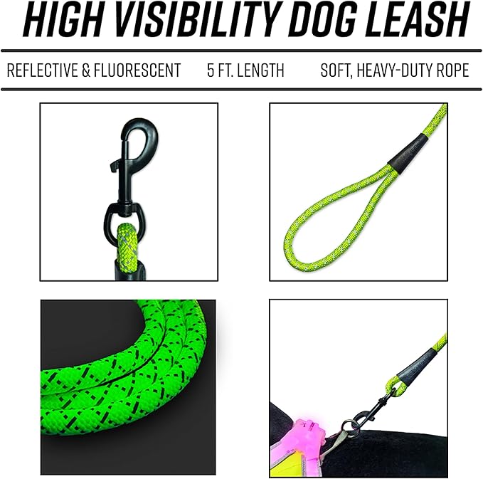 noxgear LightHound Light Up Reflective Dog Harness and Leash, Medium | 360° Light Up Reflective Dog Harness, 8 Colors & 6 Modes, USB Rechargeable, Adjustable, Rainproof, LED Fiber Optic
