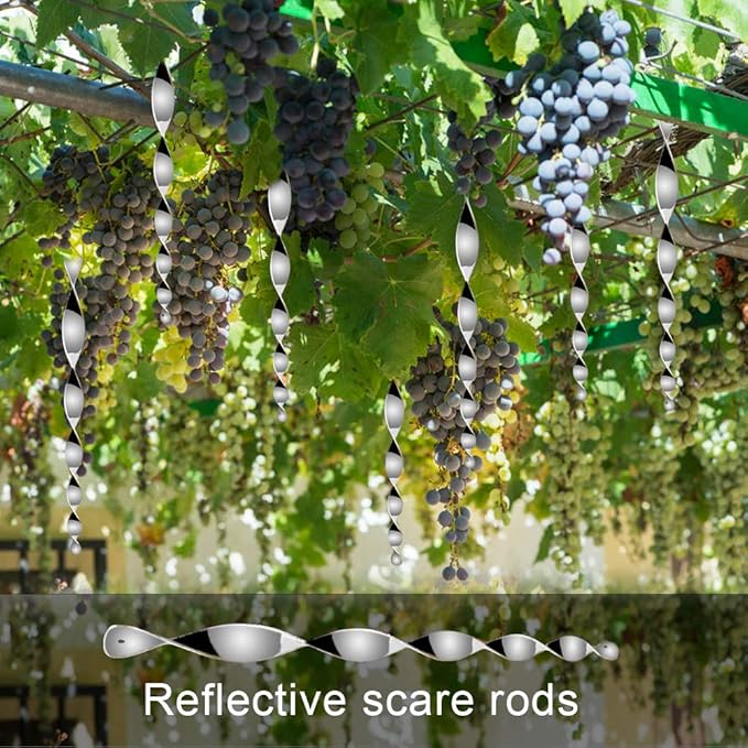 MorTime 30 Pack Bird Repellent Reflective Scare Rods,Ornamental Spiral Deterrent Control Device, Effective Hanging Bird Repellent Devices to Keep Birds Away from Your House Window Garden