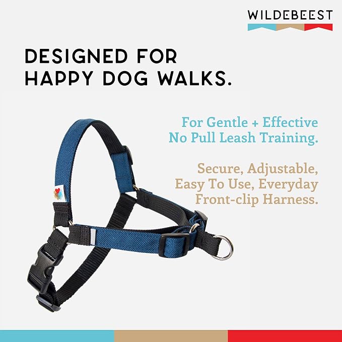 No Pull Dog Harness | Comfortable Training Harnesses | Effective No Pull Design | Ideal for Medium Sized Dog | 4-Point Adjustable(M - 22~28 inch Girth, Navy)
