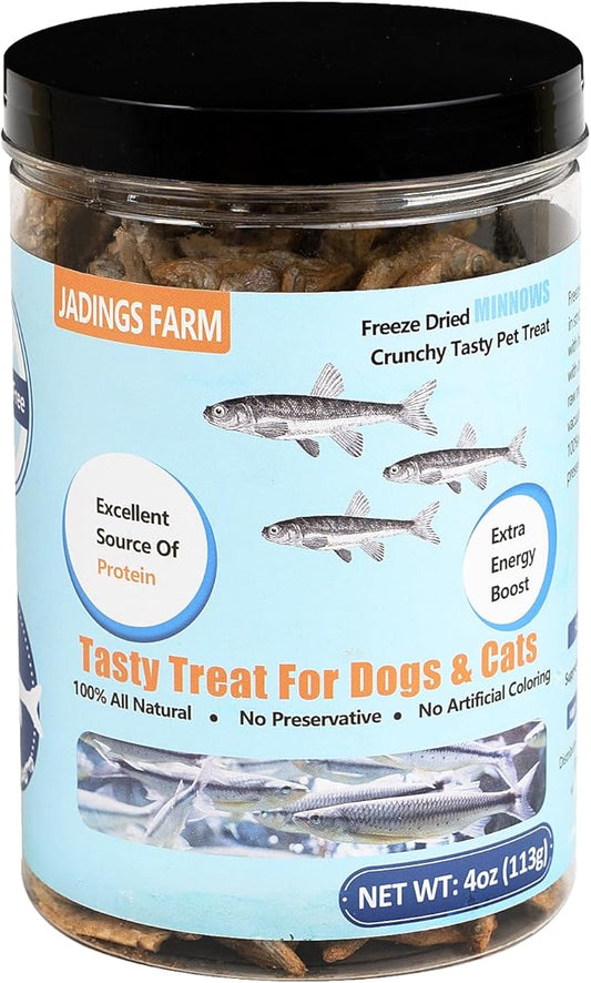Minnows - 4 oz Freeze Dried Minnows for Cats & Dogs - 100% Natural Premium Cat Treat, Dog Treat (4 oz)