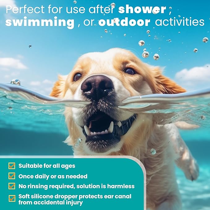 MEDUWEDU Dog Ear Cleaner, Dog Ear Care Liquid, Dog and Cat Ear Cleaner to Eliminates Ear Odour, Dirt and Debris Pet Ear Cleaner Solution,Remove Wax, Dirt & Stop Smelly, Itchy, Non-Irritating, 4 Fl oz