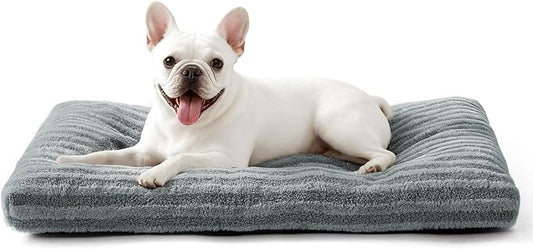 FURTIME Washable Small Dog Bed, Deluxe Dog Crate Beds | Comfy Fluffy Kennel Pad Anti-Slip Pet Sleeping Mat for Puppy/Cat, Machine Washable Dogs Pillow, 23"x18"x3", Gray