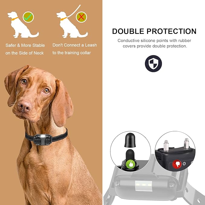 Electric Dog Training Collar with Remote 1640FT, E-Shock, Safe Training Modes, Rechargeable IP67 Waterproof Collars for 1 Dog (Green)