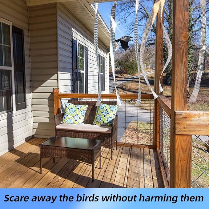 2 Roll Bird Scare Tape Ribbon Reflective Ribbon to Keep Birds Away from Garden Double Sided Holographic Birds Scare Tapes 328 Ft Bird Flash Tape Deterrent Tapes Outdoor Pigeon Woodpecker Repellent