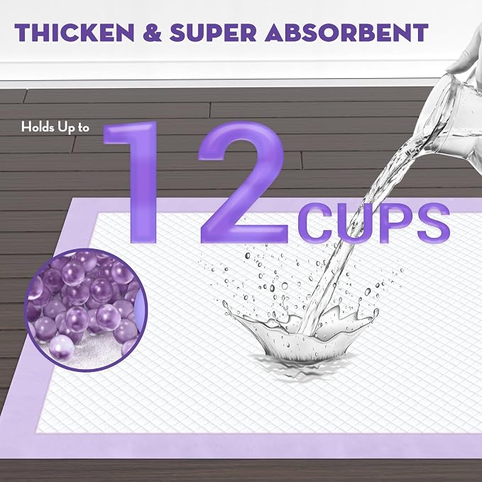CROCI Large Puppy Pads with Adhesive Tabs Lavender Scented 28x44in 30Ct | Super Absorbent Dog Pee Pads Holds Up to 12 Cups of Urine, 6-Layers, Quick-Dry Surface, Leak-Proof, Disposable
