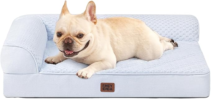 EHEYCIGA Orthopedic Dog Bed Medium Size, Memory Foam Dog Bed, Washblue | Small Dog Sofa with Washable Removable Cover, Waterproof Pet Couch for Crate with Nonskid Bottom, 30x20x6