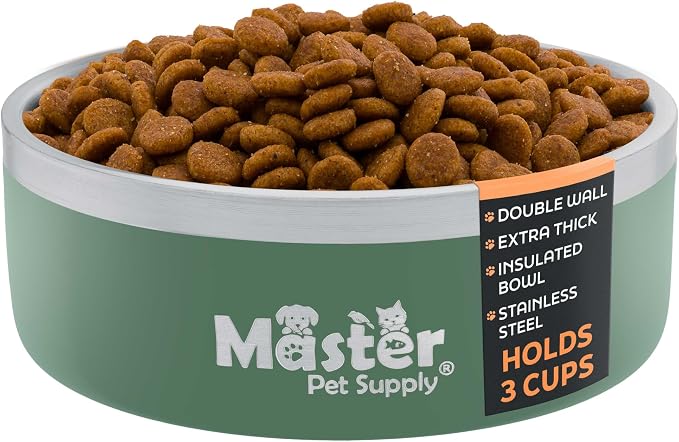 Master Pet Supply Stainless Steel Dog Bowls - 25 oz, Heavy Duty - Camo Patrol, Double Wall Extra-Thick Insulated, Non-Slip Pet Water Bowl for Dogs, Cats & Pets, Anti Rust Metal, Dish Washer Safe