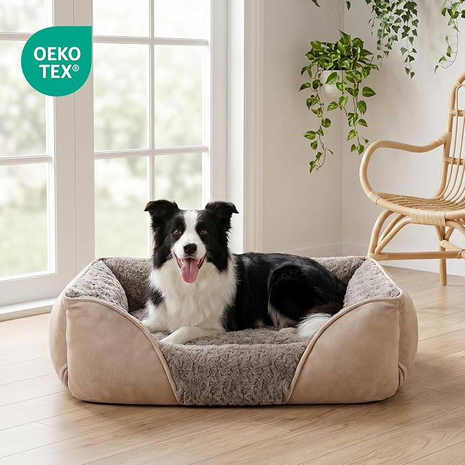 X-Large Dog Bed for Large Medium Small Dogs Rectangle Washable Dog Bed, Orthopedic Dog Bed, Soft Calming Sleeping Puppy Bed Durable Pet Cuddler with Anti-Slip Bottom XL(35"x25"x10")