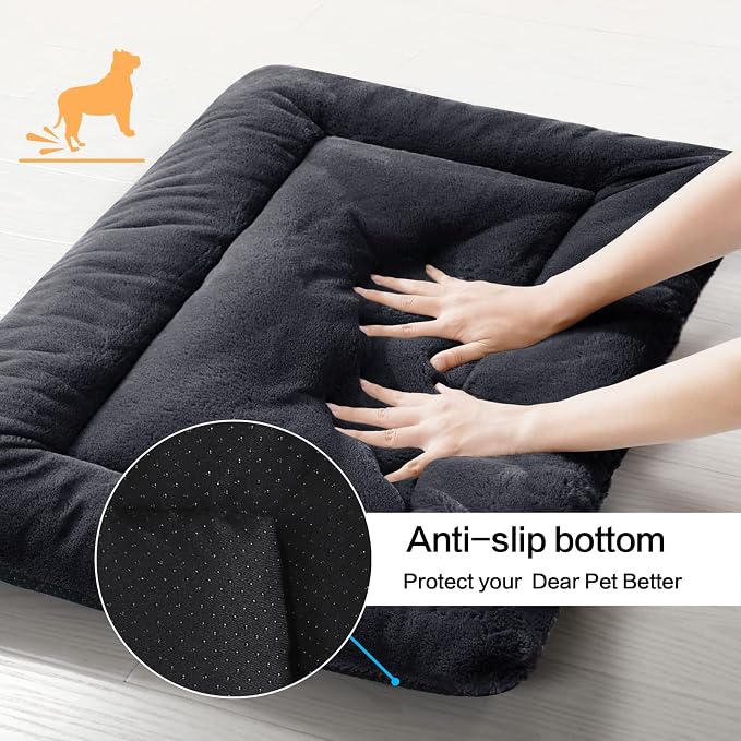 Dog Crate Pad Washable Dog Bed for Crate Medium Cozy Mat 36-Inch Dark Gray | Ultra Soft Kennel Pad,Anti-Slip Bottom,Fits for Most Metal Crates,Comfortable Sleeping Pet Mat