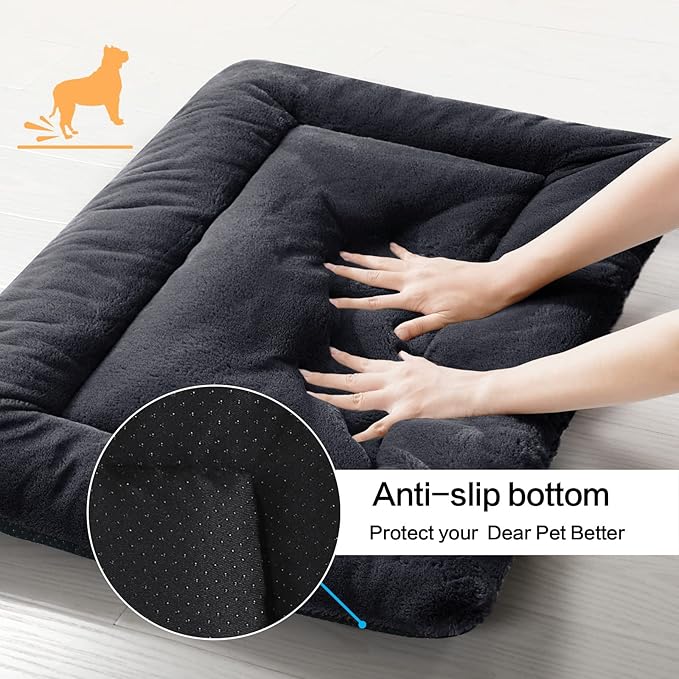 Dog Crate Pad Washable Dog Bed for Crate Small Cozy Mat 24-Inch Dark Gray | Ultra Soft Kennel Pad,Anti-Slip Bottom,Fits for Most Metal Crates,Comfortable Sleeping Pet Mat