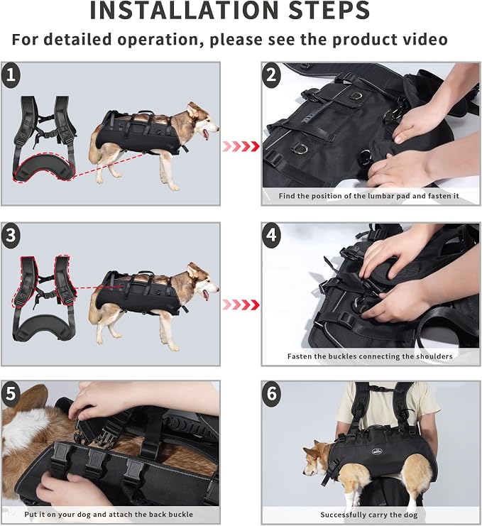Dog Lift Harness, Pet Support & Rehabilitation Sling Lift Adjustable Padded Breathable Straps Dog Lift Harness for Dogs, Disabled, Joint Injuries, Arthritis, Loss of Stability Dogs Walk(16.5-33LBS) | Disabled, Joint Injuries, Arthritis, Loss of Stabili...