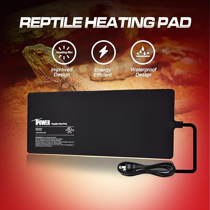 iPower 8X18 Inch Reptile Heat Pad Under Tank Heater Terrarium Warmer Heating Mat for Turtles Lizards Frogs and Other Small Animals