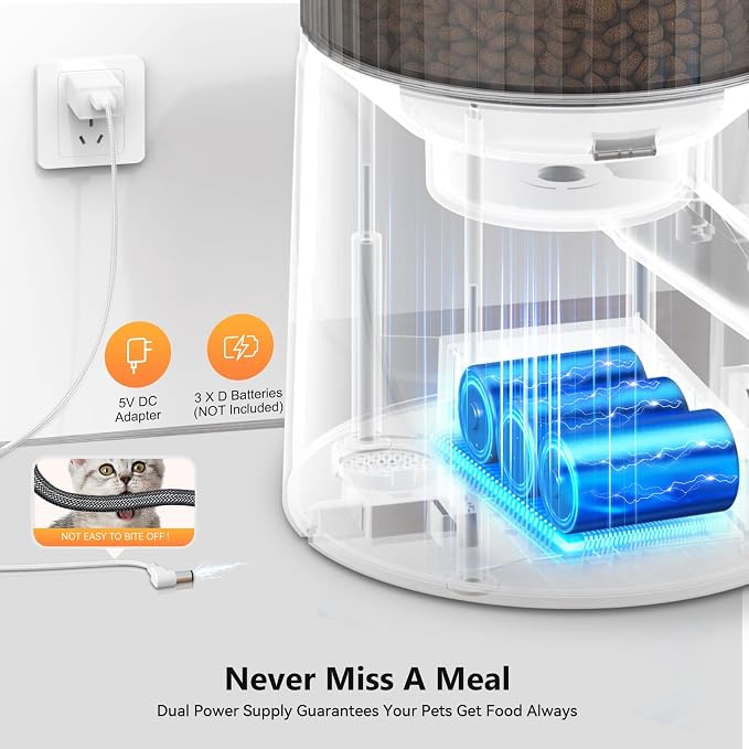 Automatic Cat Feeder: 4L Timed Cats Food Dispenser Programmable | Easy to Set, Dual Power, Precise Portion, Auto Pet Feeder with Desiccant Bag, Detachable Washable for Cats and Small Dog