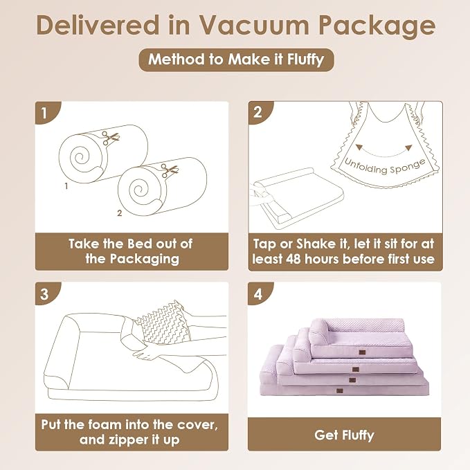 EHEYCIGA Orthopedic Dog Bed, Medium Memory Foam Dog Bed, Lilac | Small Dog Sofa with Washable Removable Cover, Waterproof Pet Couch for Crate with Nonskid Bottom, 35x22x6